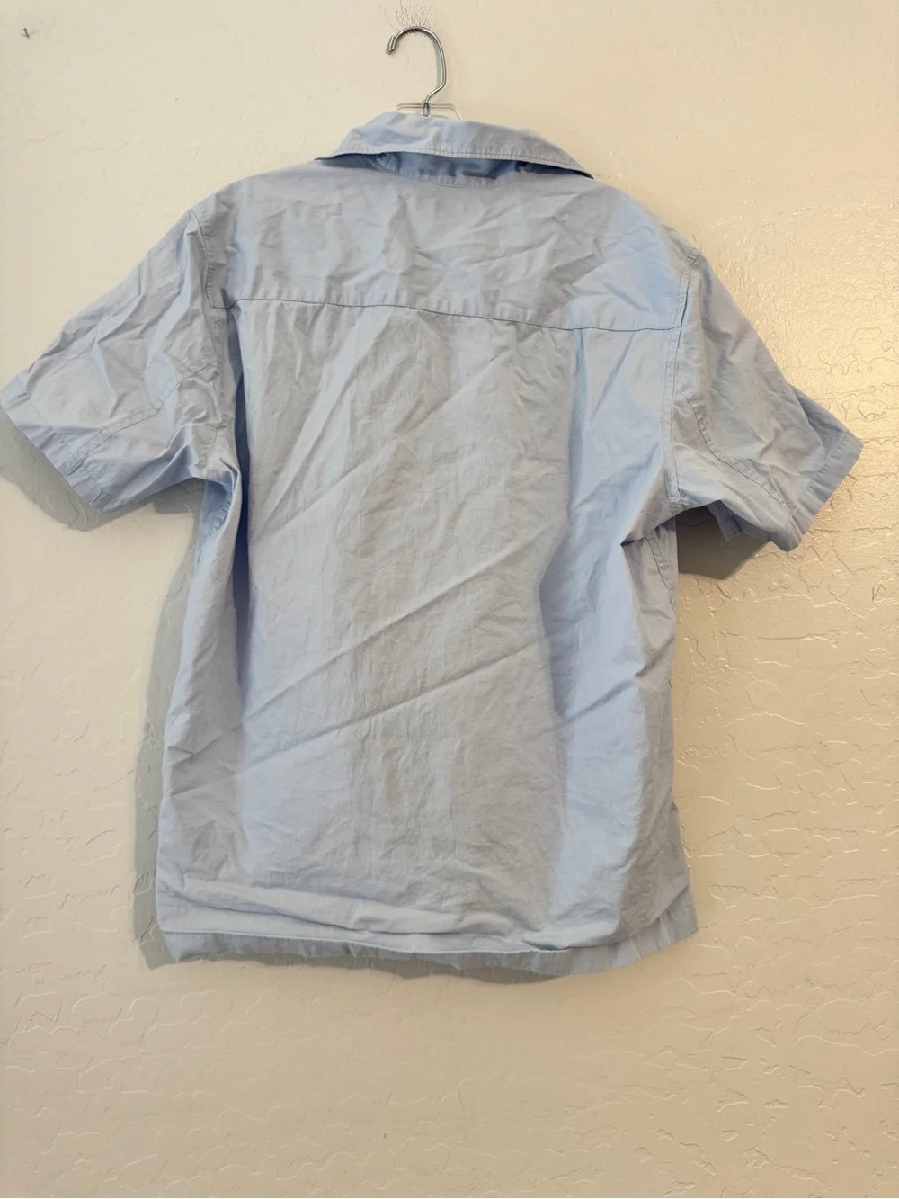 👚Banana Republic Cotton Woven Solid Blue Button-Up Point Collar Short Sleeve M